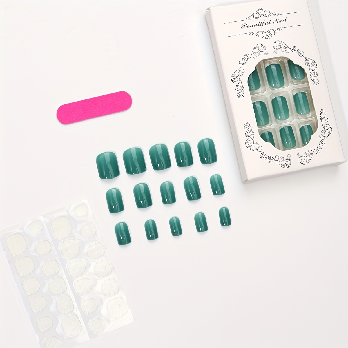 24pcs short press on nails green square fake nails full cover green extra short false nails artificial acrylic nails details 2