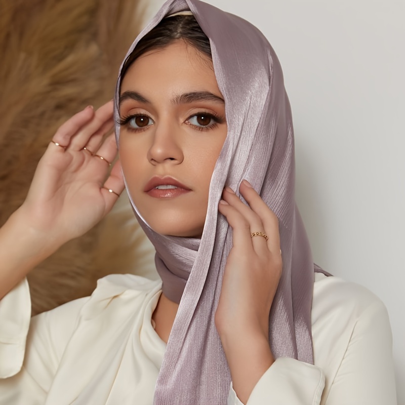 

Elegant Solid Color Satin Scarf Stylish Advanced Sense Sunscreen Hijab Casual Outdoor Windproof Decorative Wrinkle Bandana
