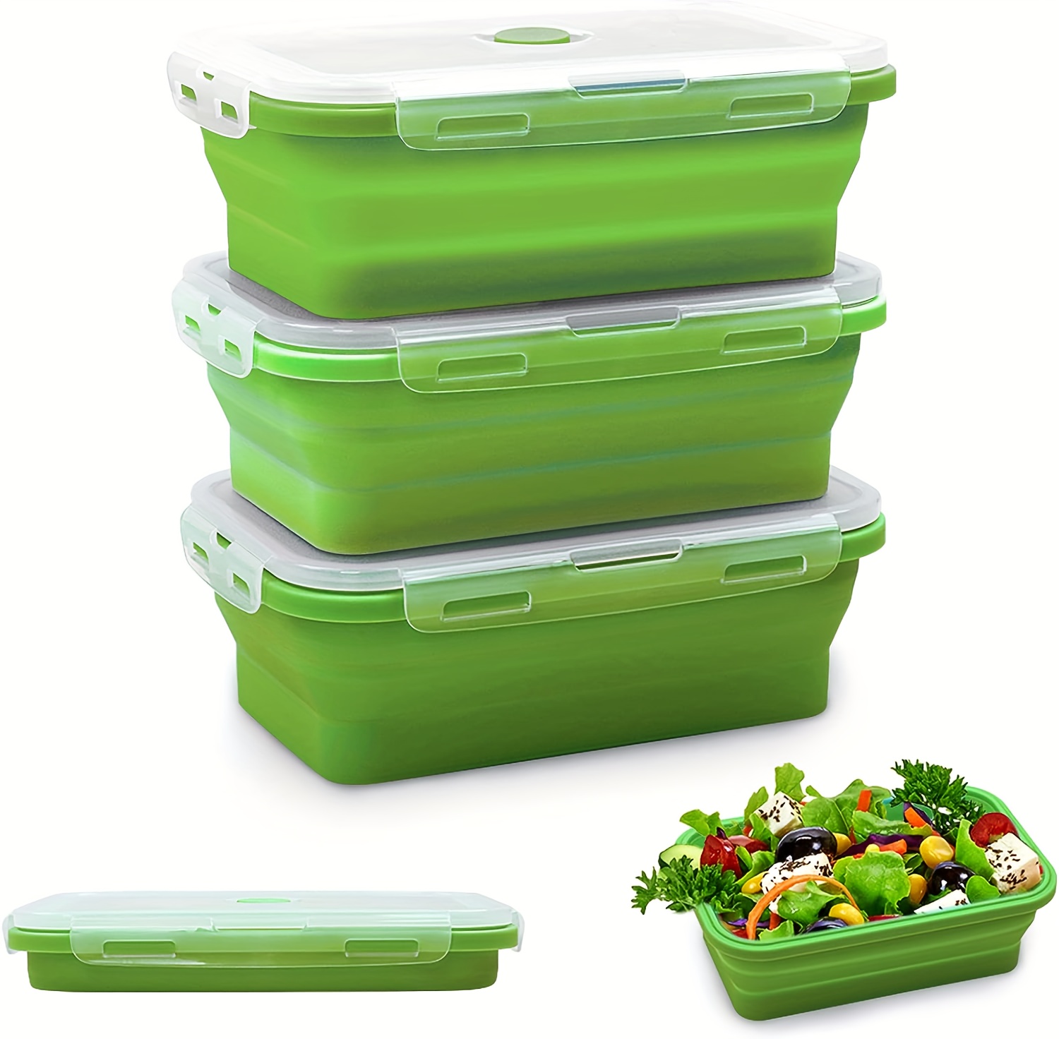 1 3pcs foldable food storage box with covers silicone food storage container foldable food storage box bpa free suitable for microwaves dishwashers and freezers home kitchen supplies details 7