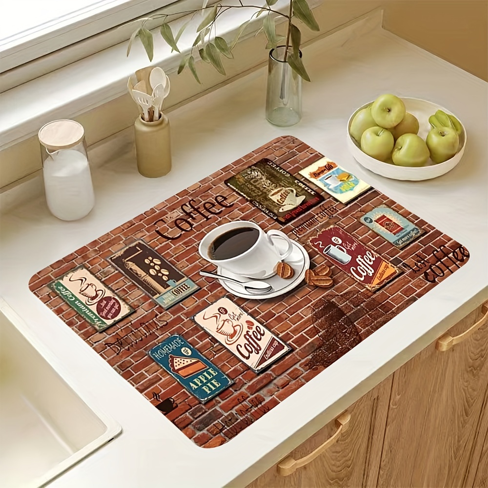 1pc Polyester Dish Drying Mat, Modernist Geometric Print Dish Drainer Mat  For Kitchen