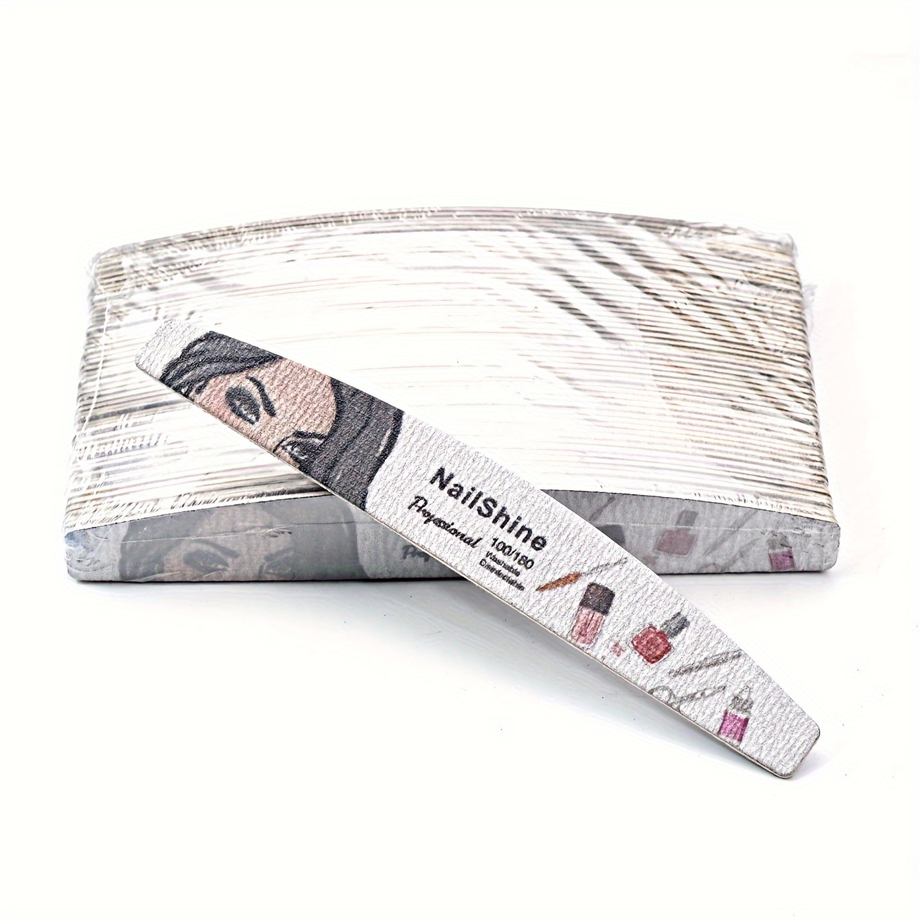 Image of 50pcs Half Moon100 180 240 Grit Nail Polishing Files, Sanding Strip Rubbing Strip, Double Sided Polishing Strip Nail Files, Mini Fingernail Files, Manicure Pedicure Tool ，for Toenail& Foot Clean