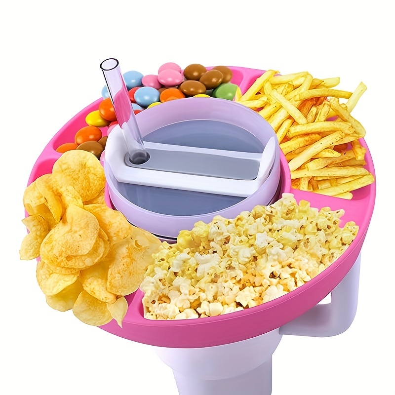 1pc silicone snack tray 40 oz with handle snack bowl reusable snack ring compatible with stanley tumbler snack container cute water bottle accessory details 8