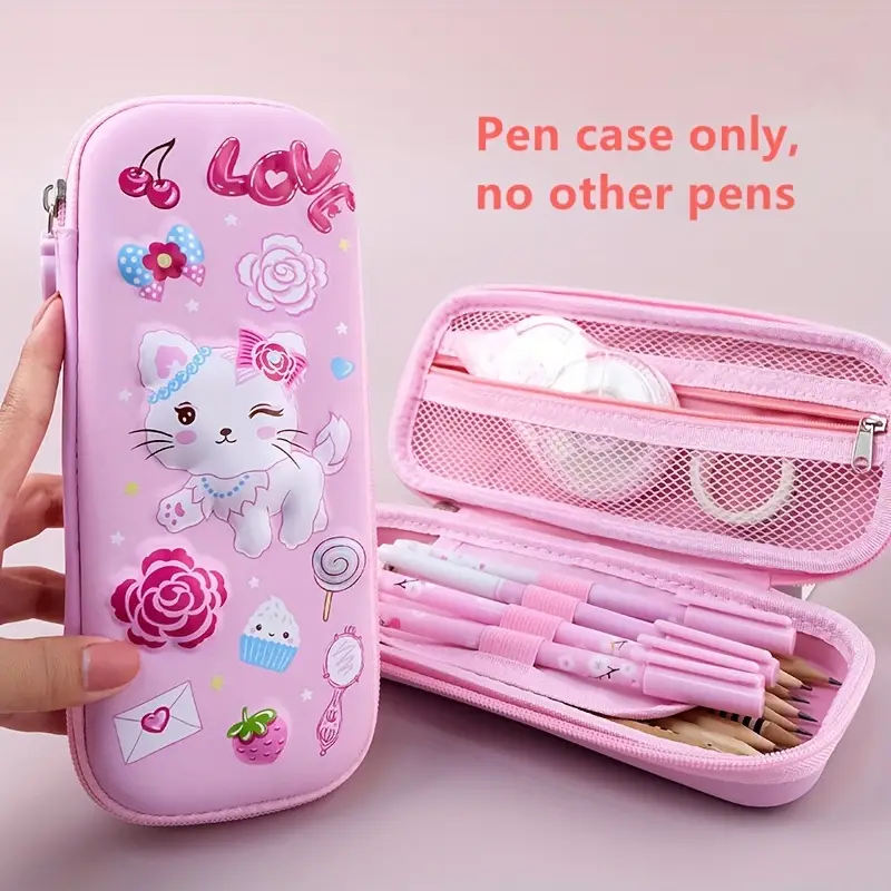 Unicorn Pencil Case for Girls, 3D Large Capacity Portable Pen Pouch with  Compartment, Cute Unicorn Zipper Storage Cartoon Pencil Bag Stationery Box  for Kids Boys School Gift 