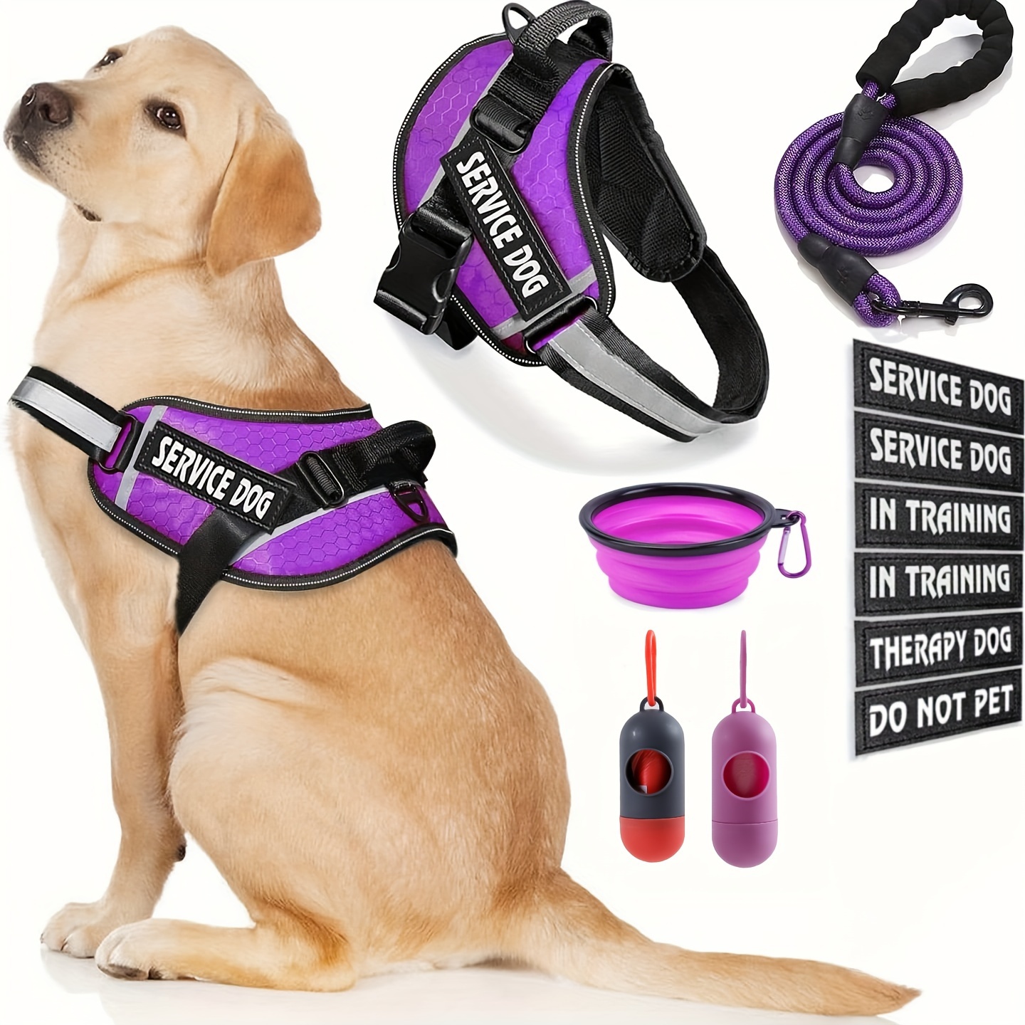 Service Dog Vest No Pull Dog Chest Harness Leash Set Safe Temu