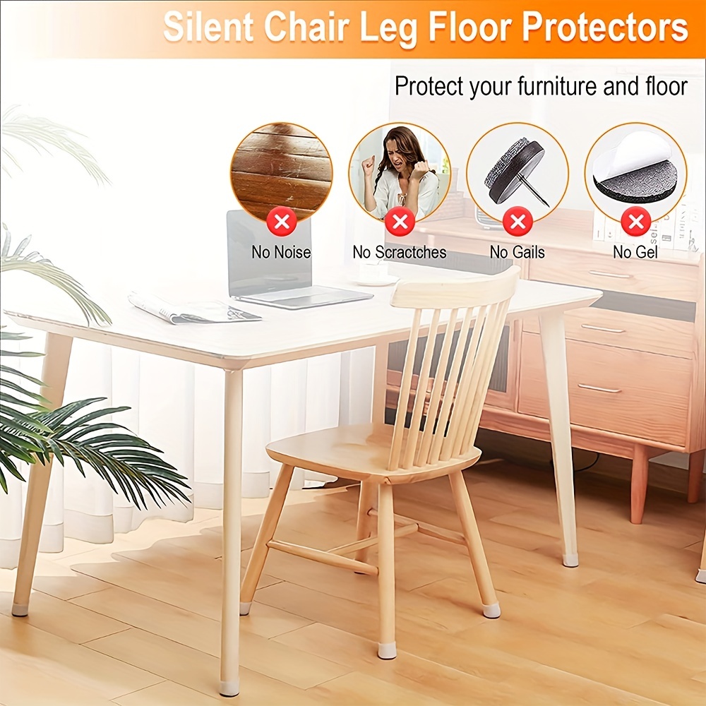 Protectores de suelo de silicona con fieltro para sillas. Tamaños extra  pequeños a grandes, ajuste 0.5 a 2 pulgadas, silla pata protectores  silicona