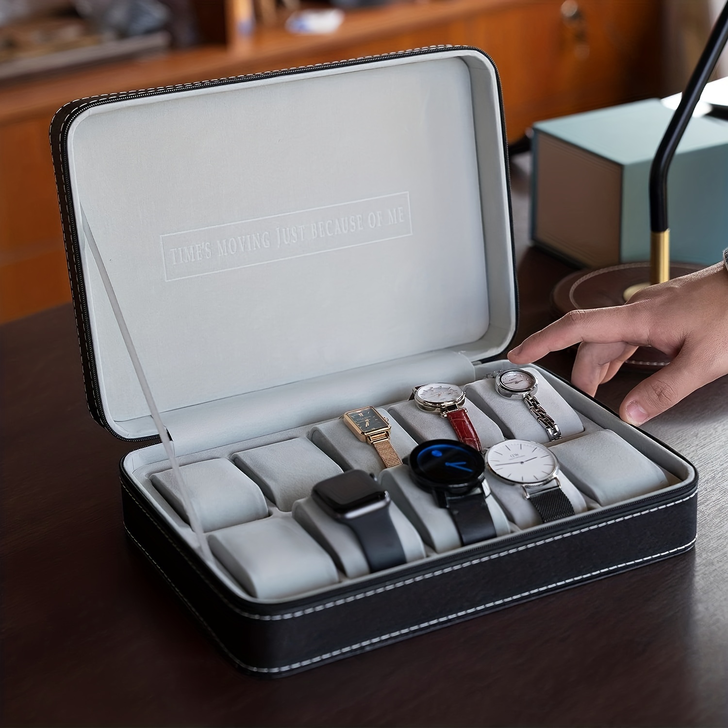 Watch Display Travel Box Leather Watch Storage Case Zipper 