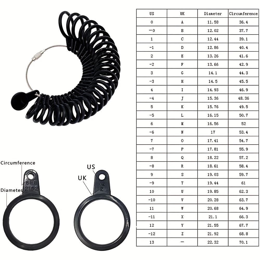 36 PC Metal Finger Ring Sizer USA Jewelry Gauge Sizes 1-15 1/4