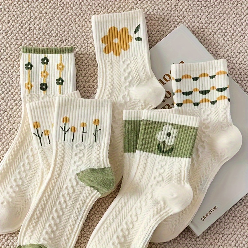 5 paires de chaussettes à floraux pour femmes Détails du produit 0