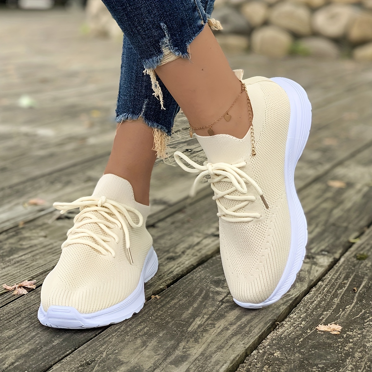 Athletic Works Brand Shoes Women Breathable Lace Up Shoes Flats Casual  Shoes Unisex Sneaker Sock Shoes for Women