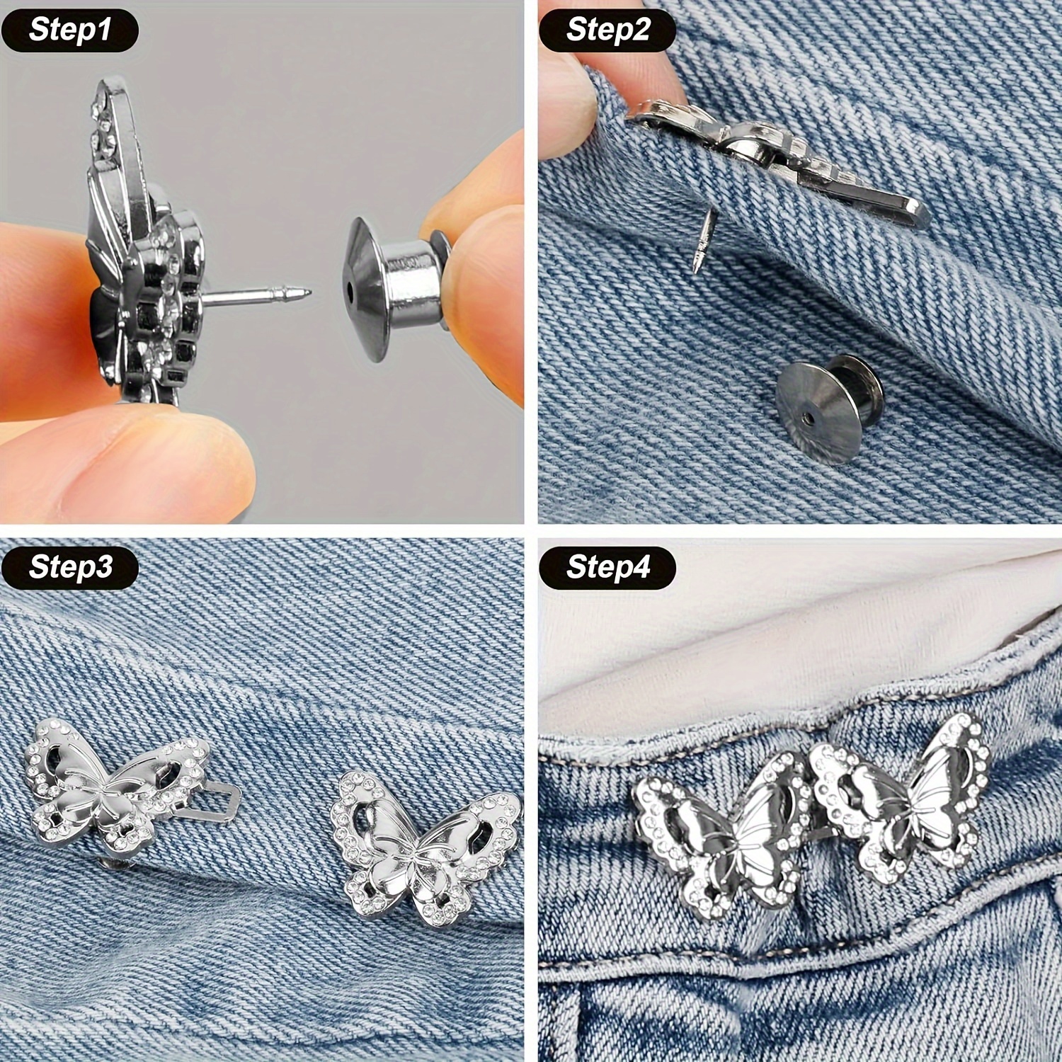 Button Pins For Jeans,no Sew And No Tools Instant Jean Button Pins