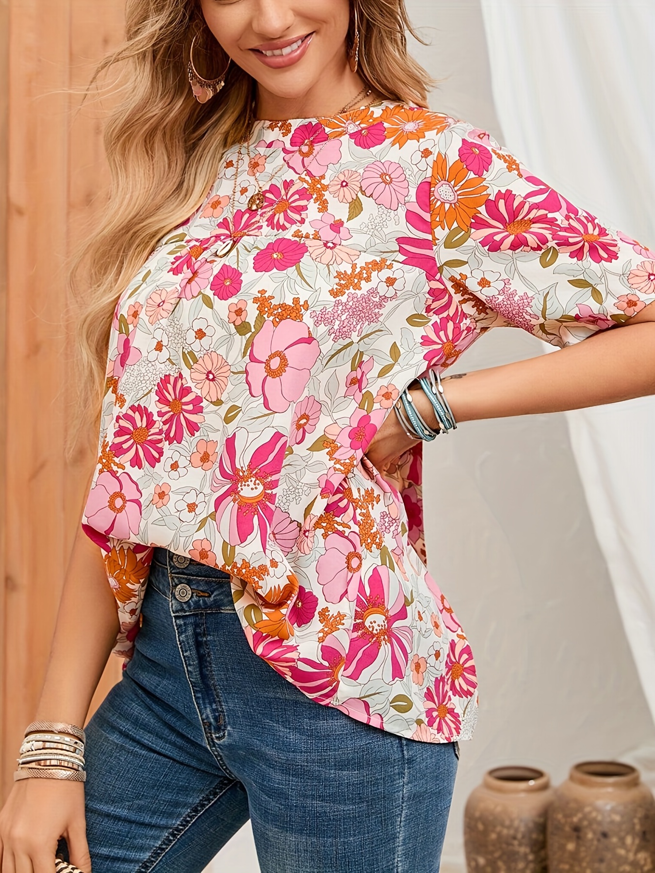 Bohemian Multicolored Floral Knot Blouses