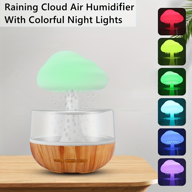 1PC Simulation Cloud Raindrop Humidifier, Creative Colorful Light Air  Humidifier,Cute Aesthetic Stuff Home Decor Room Decor Fall Winter Essential  Back