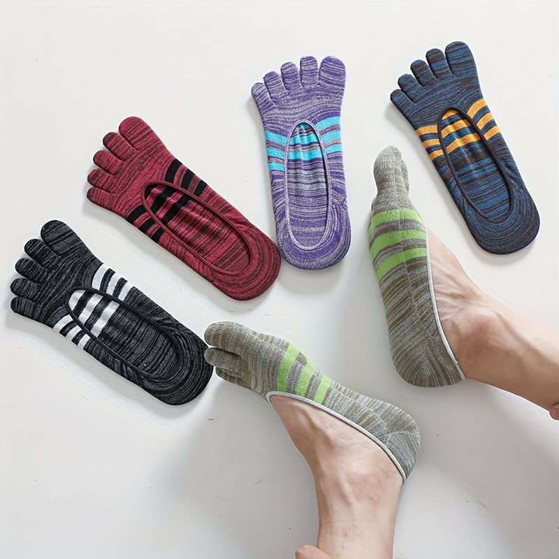 5pairs Toe Socks Athletic Running Cushion Men's Socks