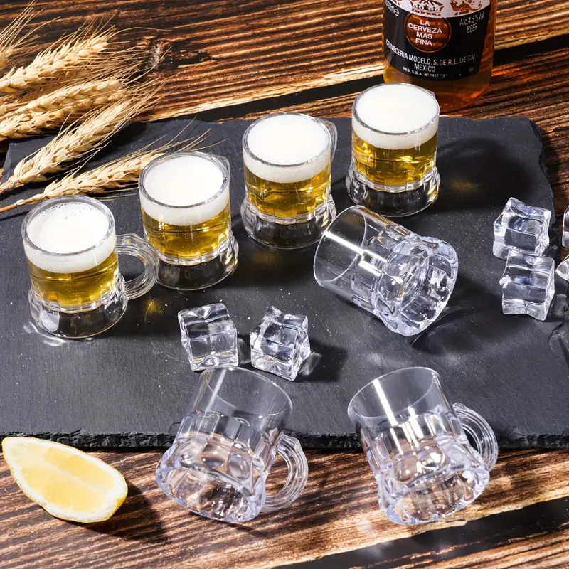 12pcs, Mini Beer Mugs Bulk Shot Glasses, Beer Glasses, Small Clear Beer  Stein With Handles Mini Tasting Whiskey Cups For Drinking Beer Festival  Birthd
