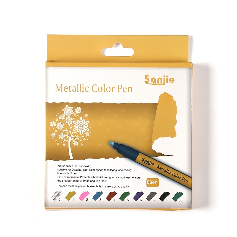 Qisiwole Paint Markers Pens Metallic, 10 Colors Paint Pens for Rock Painting, Black Paper, Scrapbook, Photo Album, Paint Marker for DIY Arts & Crafts