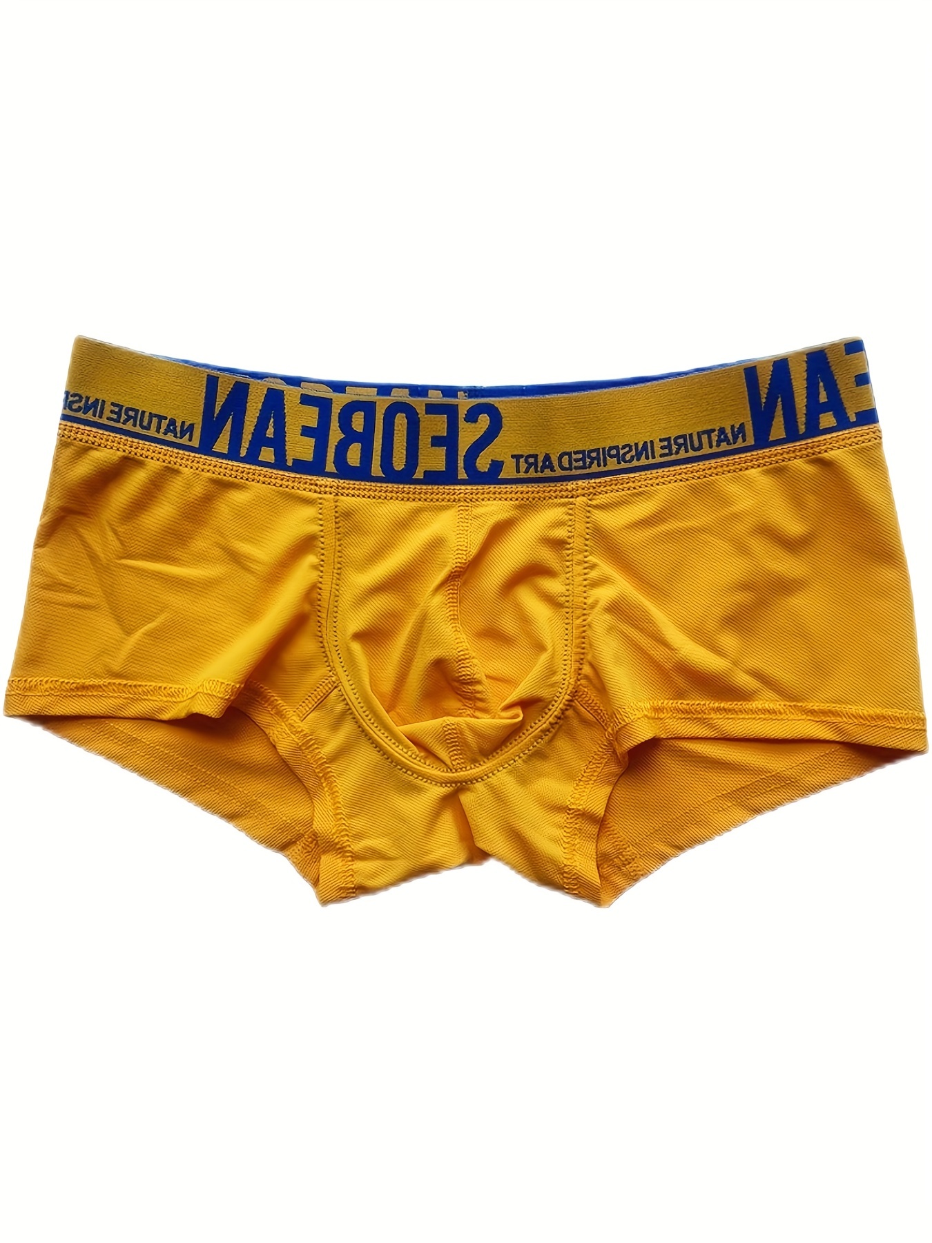 YDKZYMD Mens Boxer Briefs Long Leg Compression Athletic Supporters Sexy  Hollow Out Plus Size Trunks for Men Yellow M 
