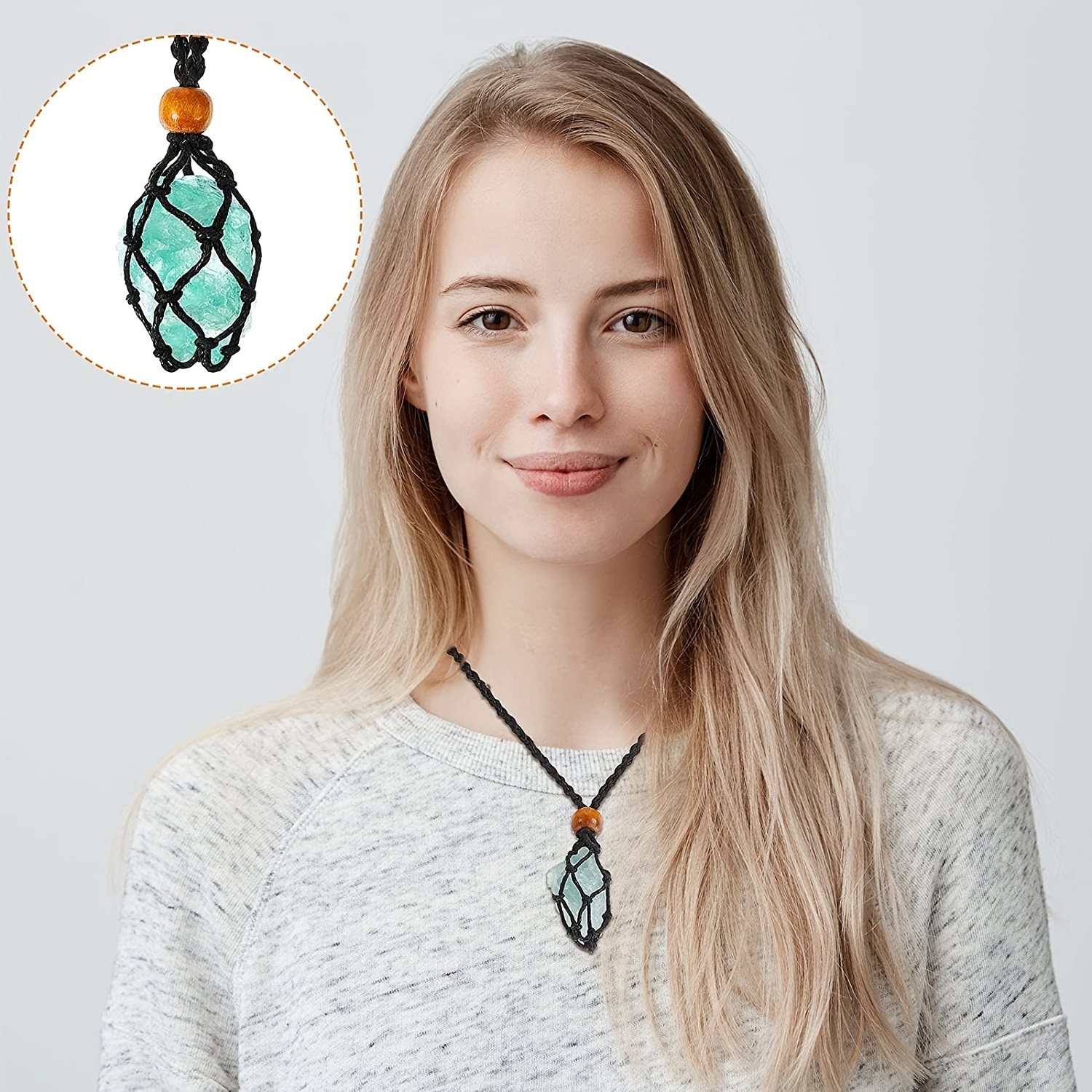 Natural Agate Net Pendant With Healing Crystal Necklace And Stone Holder  For Jewelry Making Hand Woven Cord Rope With Creative Personality From  Cardhxj, $10.15