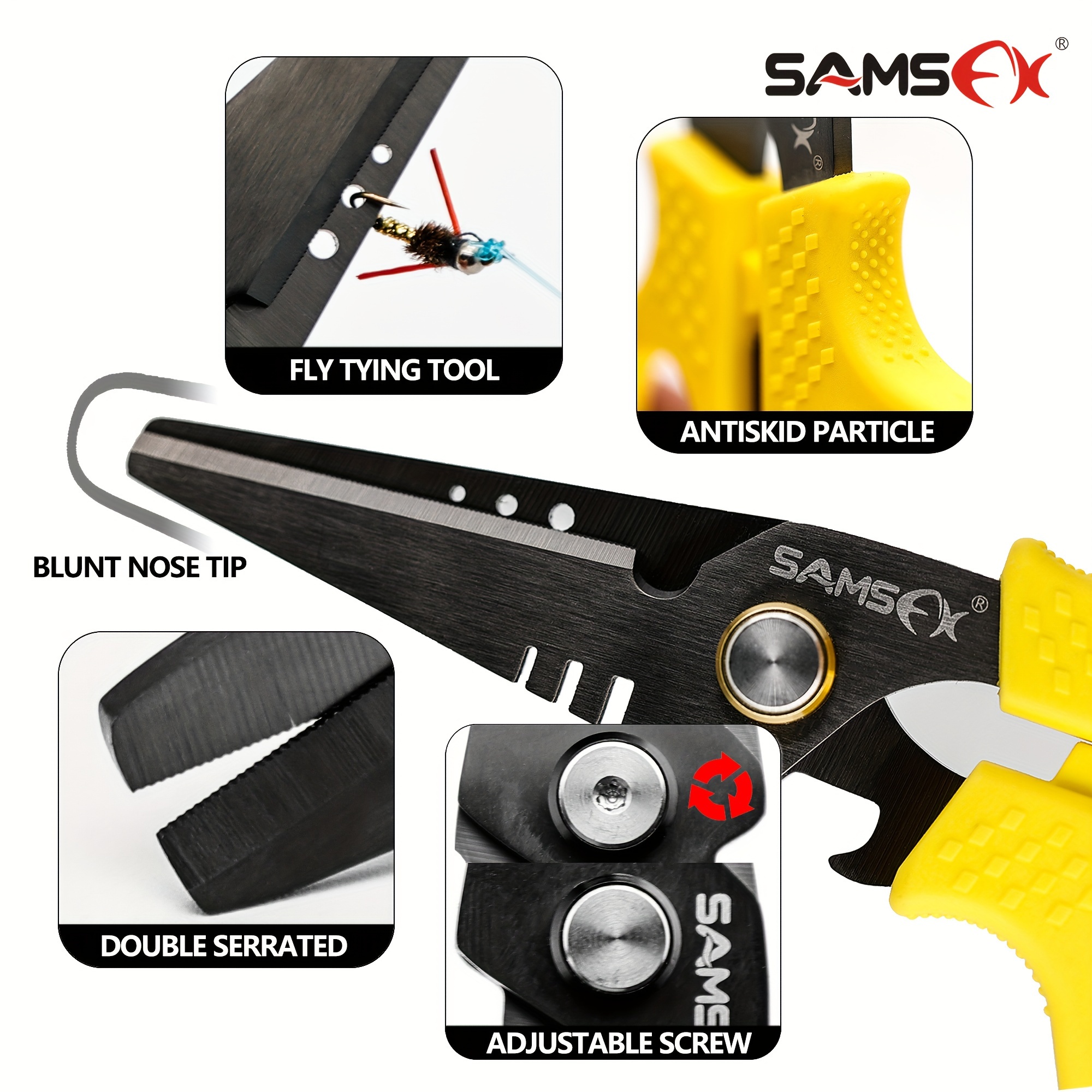 SAMSFX Fishing Heavy Duty Anti-Slip Serrated Edge Scissors