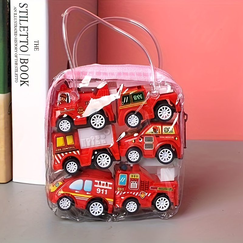 

6pcs Fire Trucks, Pull Back Cars, Friction-powered Vehicles, Festivals Toys Gifts