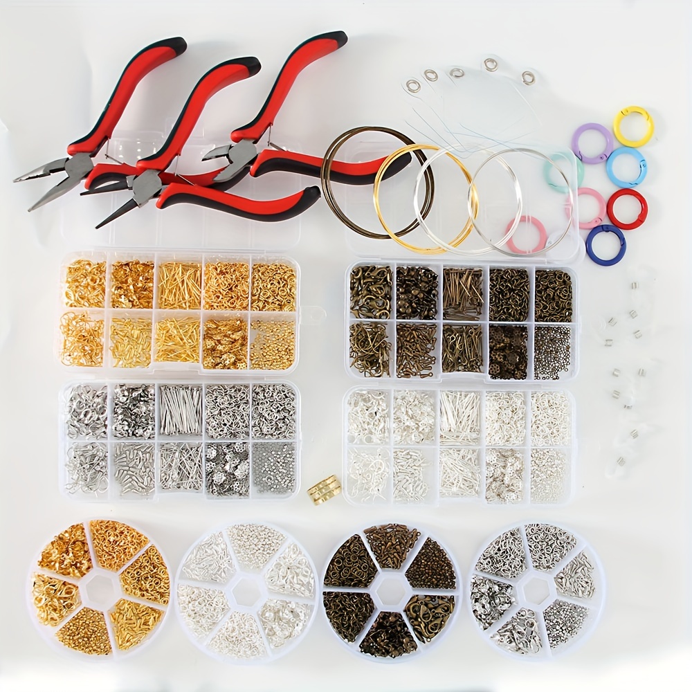 

1096pcs Diy Jewelry Accessories Set Box Positioning Beads Bag Buckle Lobster Buckle Glasses Anti-slip Hanging Mobile Phone Clip Spring Buckle String Bead Tool Set