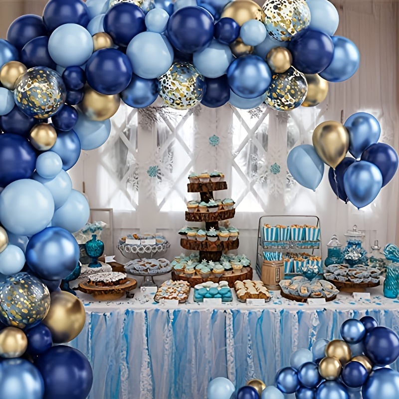 Navy Blue Silver Balloon Garland Set Navy Blue White Silvery