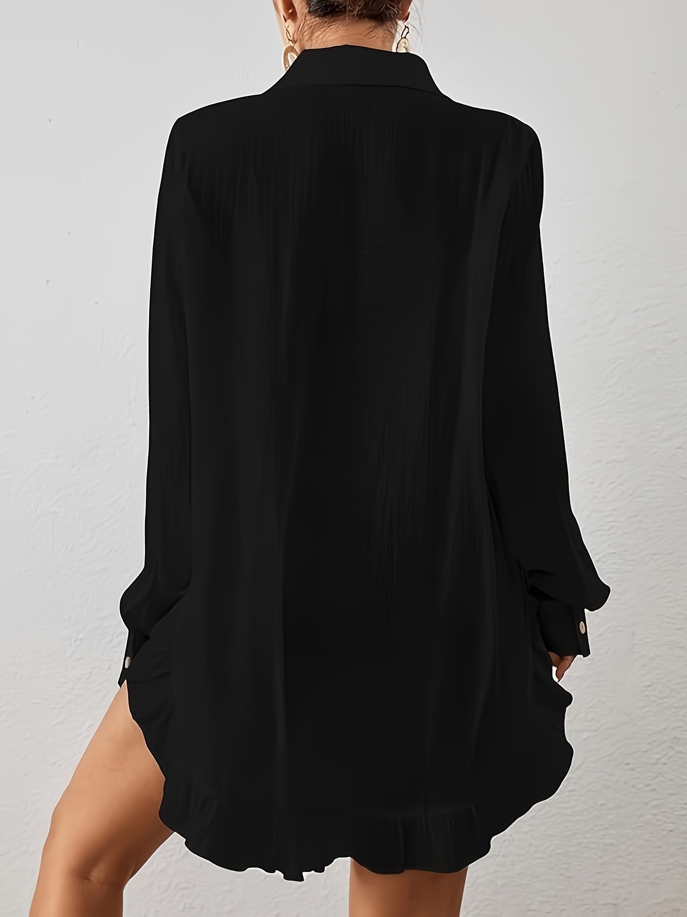 Camisas Negras Lisas Solo Pecho Ropa Playa Elegante Holgada - Temu