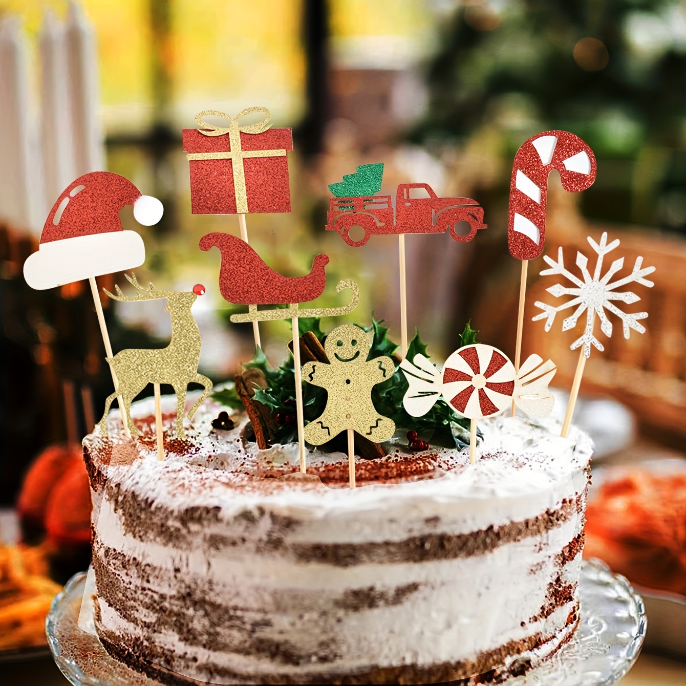 Christmas Sleigh Candy Snowflake Christmas Hat Cake Toppper, Cake ...