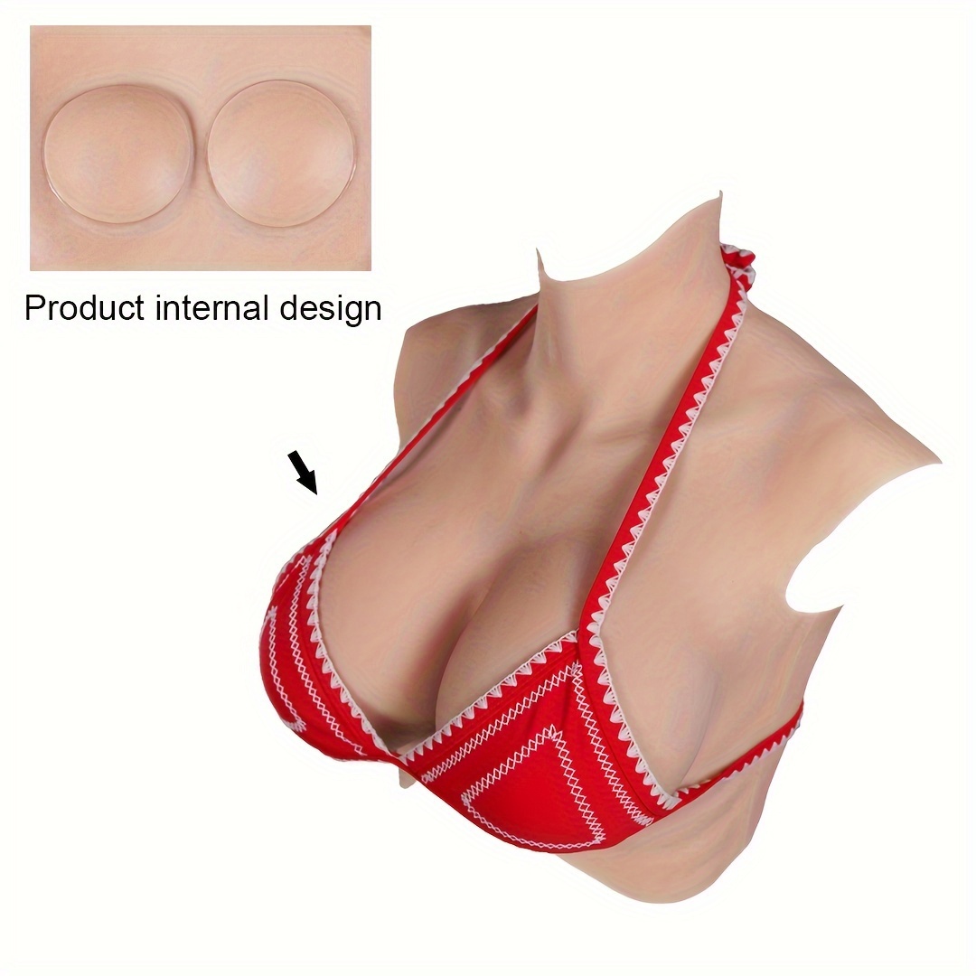 1pc High Neck Silica Gel False Breasts Vest B/c/d/e/f Cup For Cosplay,  Cross Dressing, Filling False Boobs, Padded Busty Bra, Selfie Outfit