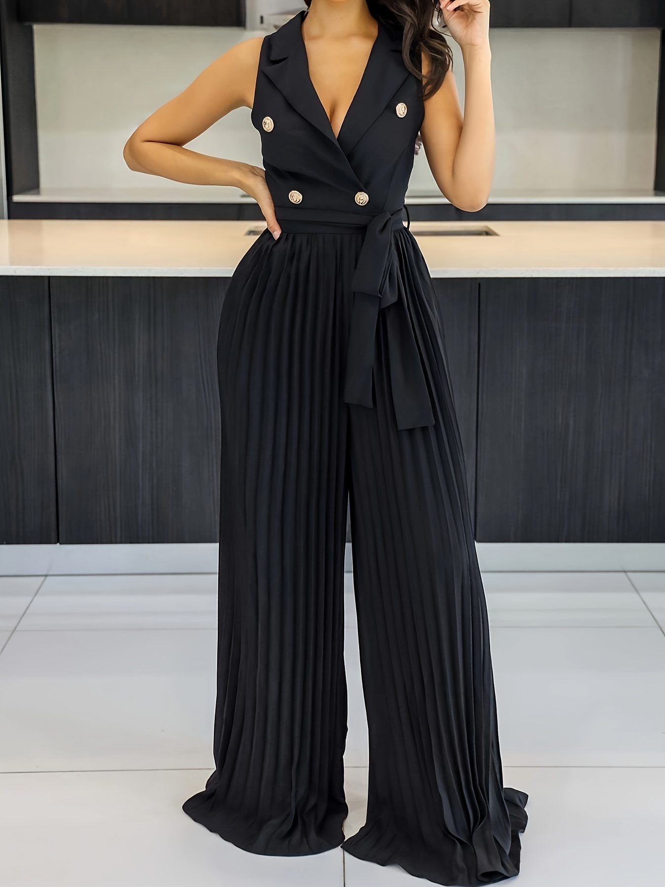 Summer Dresses for Women Women Pleated 2 Piece Pants Outfits Casual Loose  Button Shirt Blouse Top Long Wide Leg Palazzo Pants Set Jumpsuit Fall  Attire