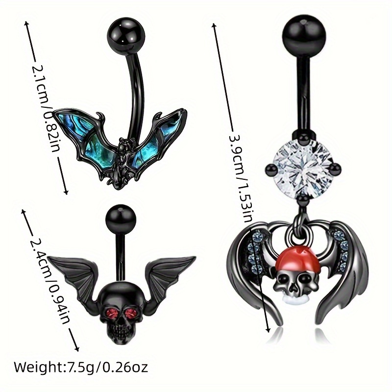 Goth Skull Umbilical Nail Stainless Steel Belly Button Ring Body