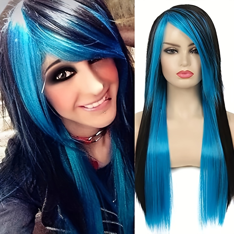 half black half blue hair