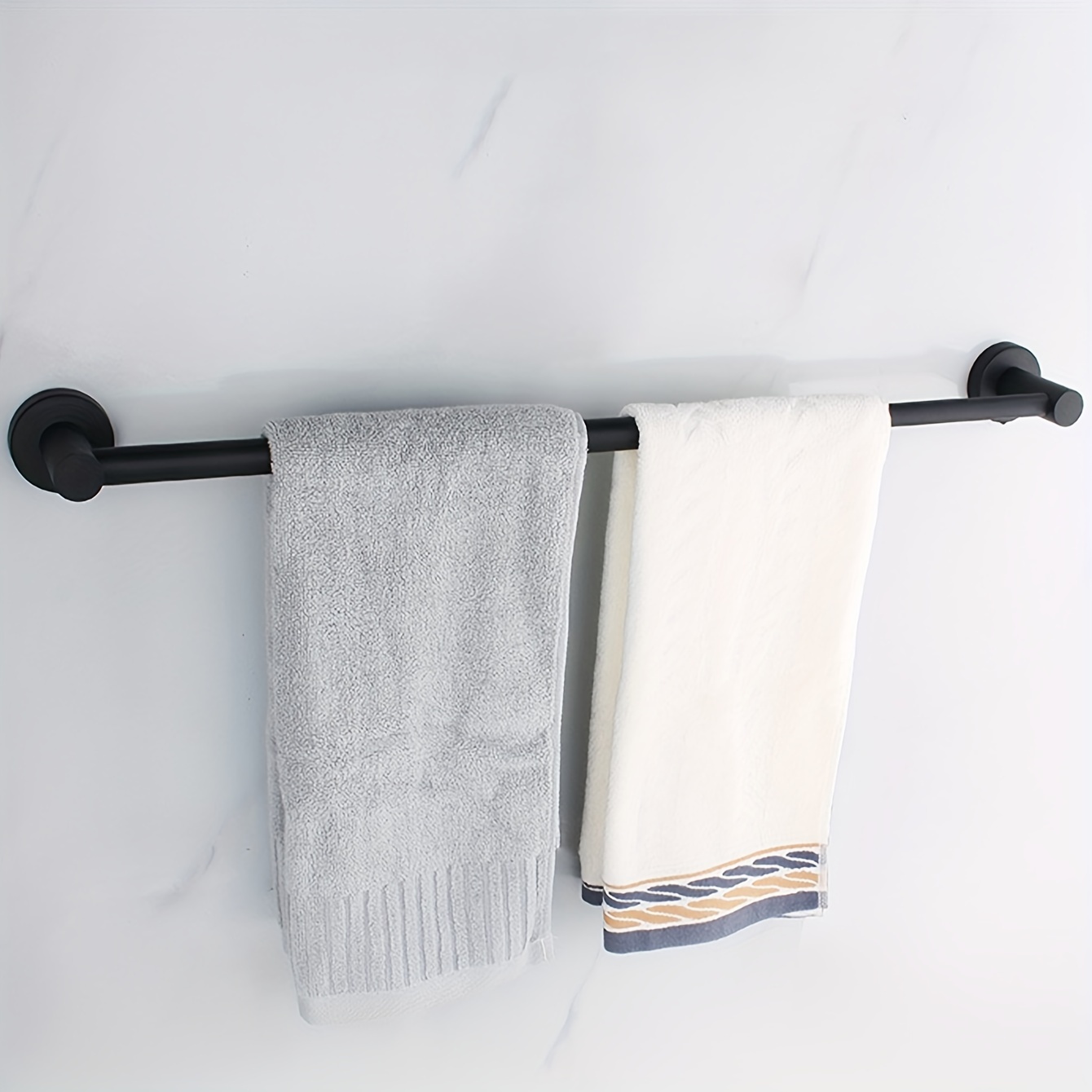 Toallero colgador de toallas de baño, soporte para colgar en la pared,  barra negra, barra blanca