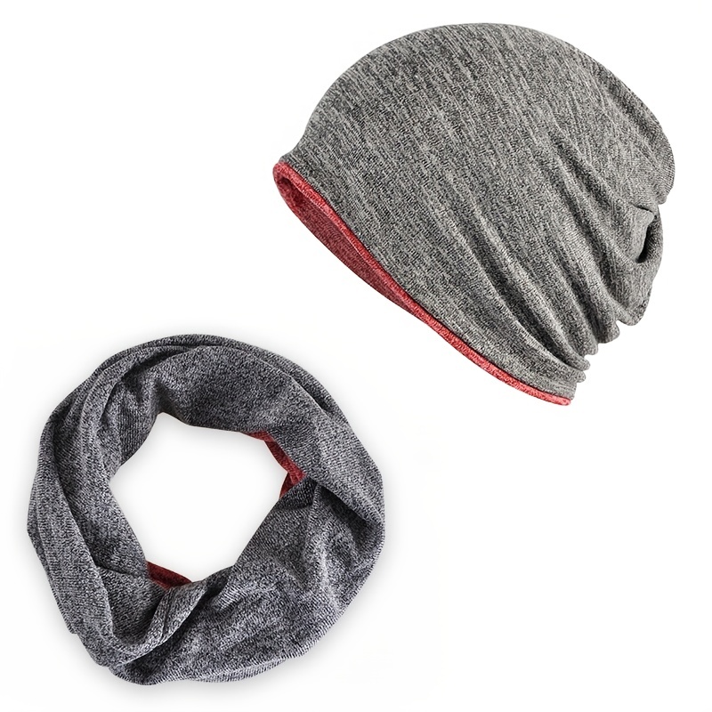 Slouch Sports Knitted Beanie Cap Headscarf 2 In 1 Winter Hat