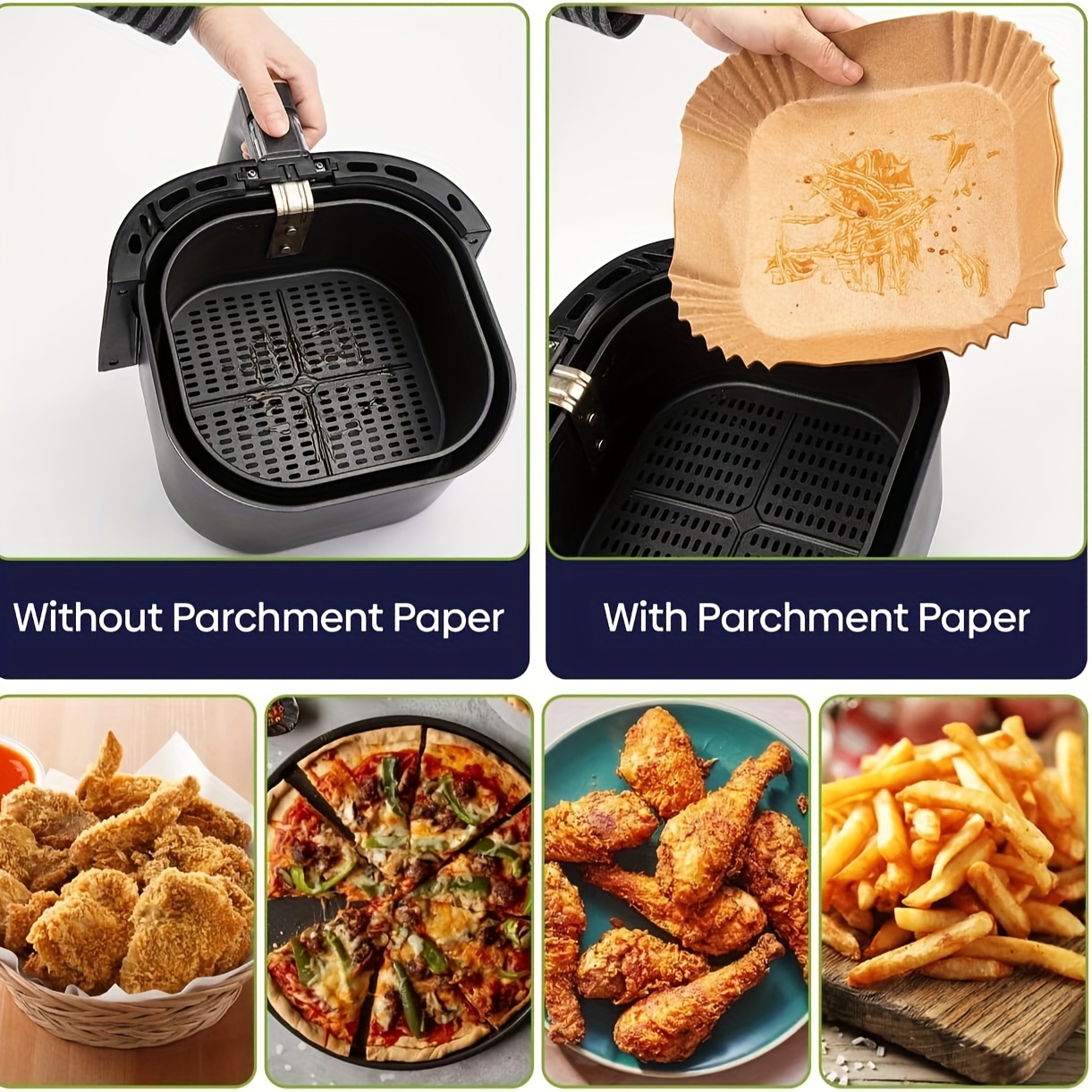 MUOOMU Air Fryer Disposable Paper Liners Square, Non-Stick Parchment Paper, Air  Fryer Accessories, Oil Proof