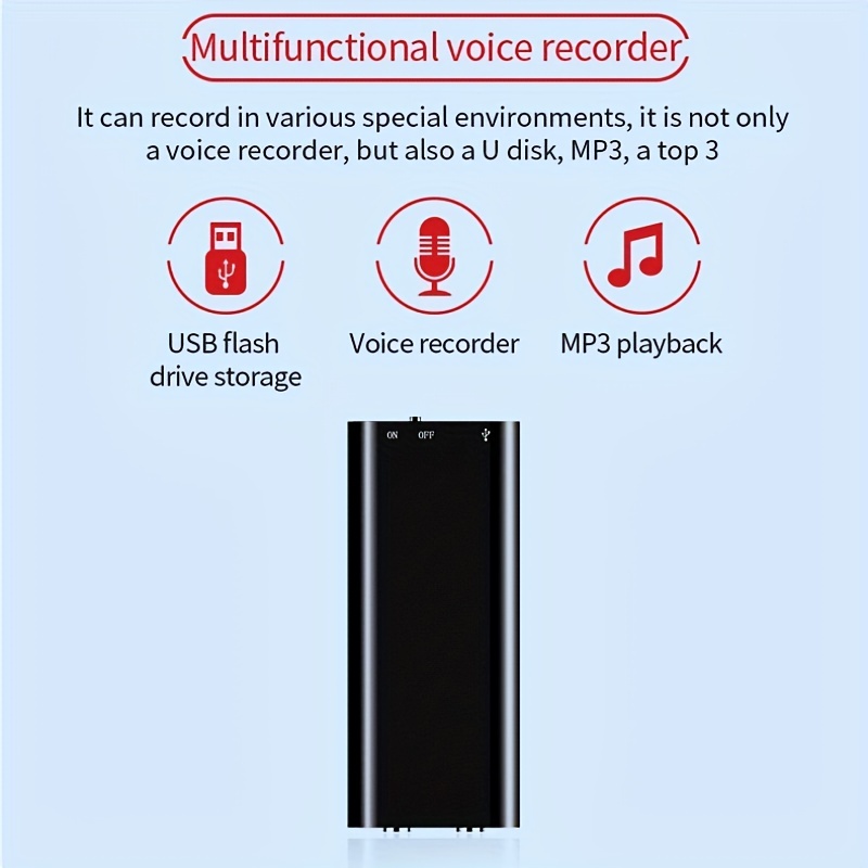 Grabadora de voz activada por voz profesional Operación de una tecla para  una reducción de ruido adecuada -4Gbblack