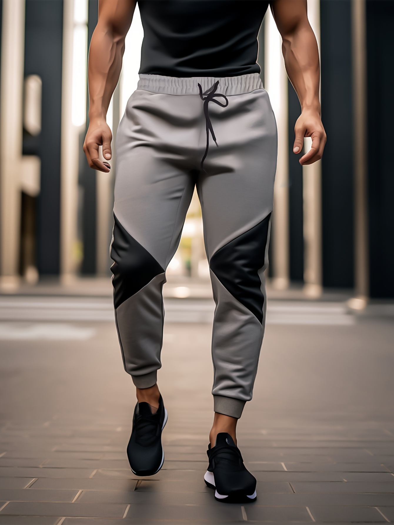 Color Block Joggers Track Pants Men's Casual Stretch Waist - Temu