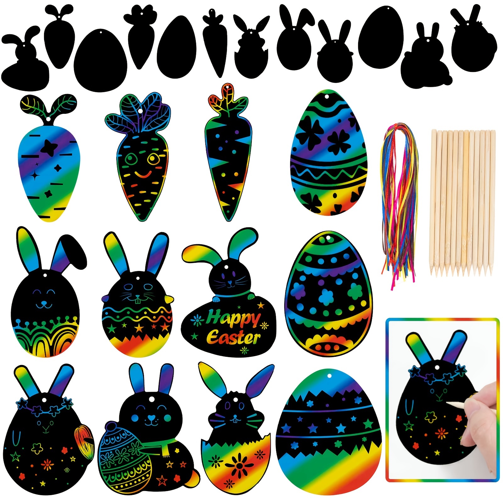 54 Uova di pasqua decorazioni pasquali decorative da appendere albero di  pasqua colori assortiti cm 5