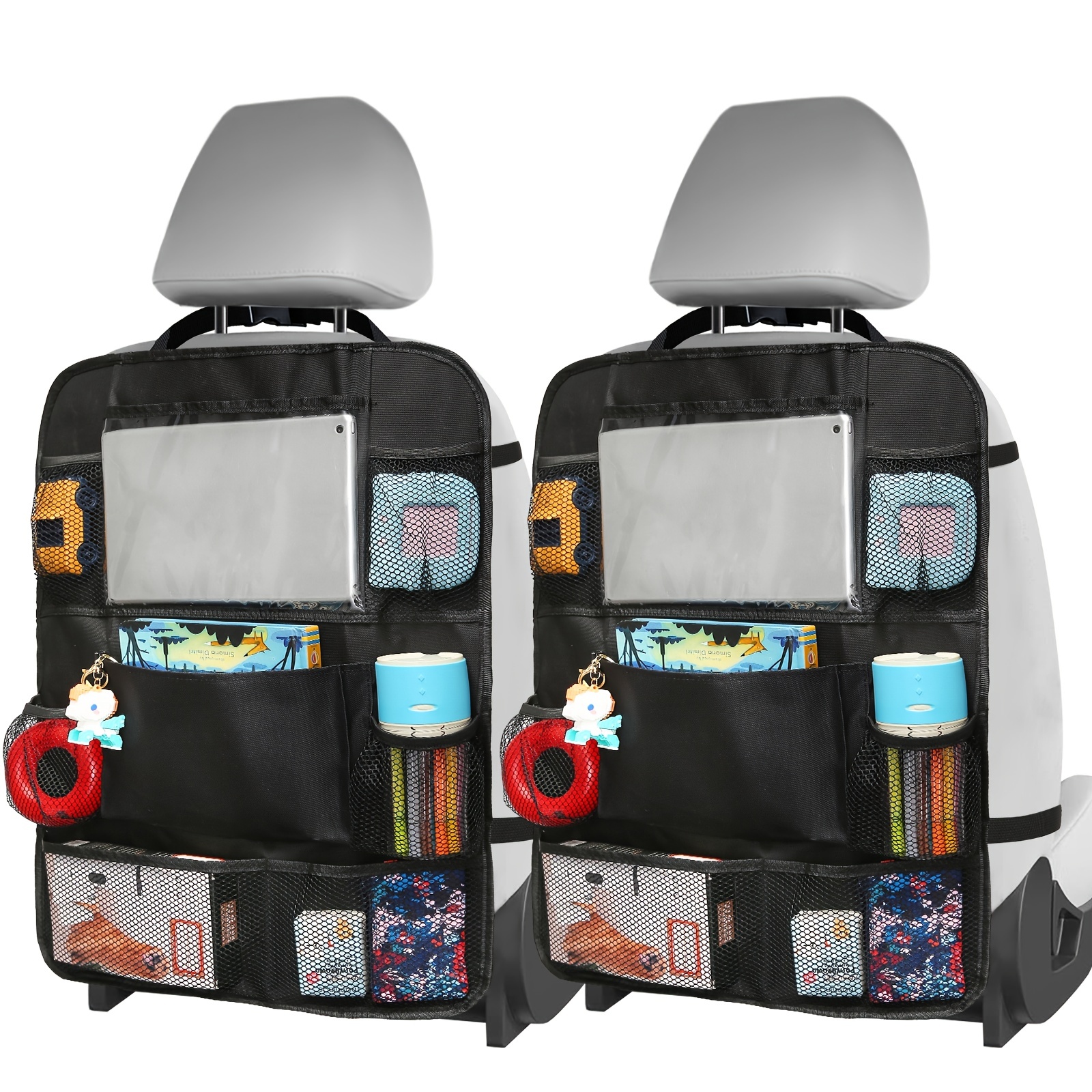 2 uds organizador de asiento de coche bolsa de almacenamiento de asiento  trasero para coche, SUV, minivan, asientos de camión, alfombrillas  protectora