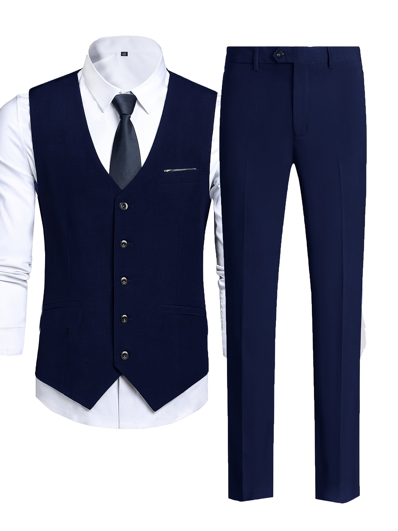 Navy blue dress pants clearance and vest