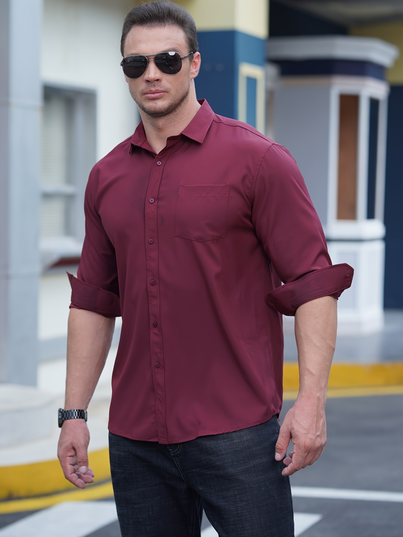 Wendunide 2024 Clearance Sales, Mens Shirts Male Cotton Linen Solid Casual  Plus Size Loose Shirt Mens Turndown Collar Long Sleeve Shirt Men Shirts