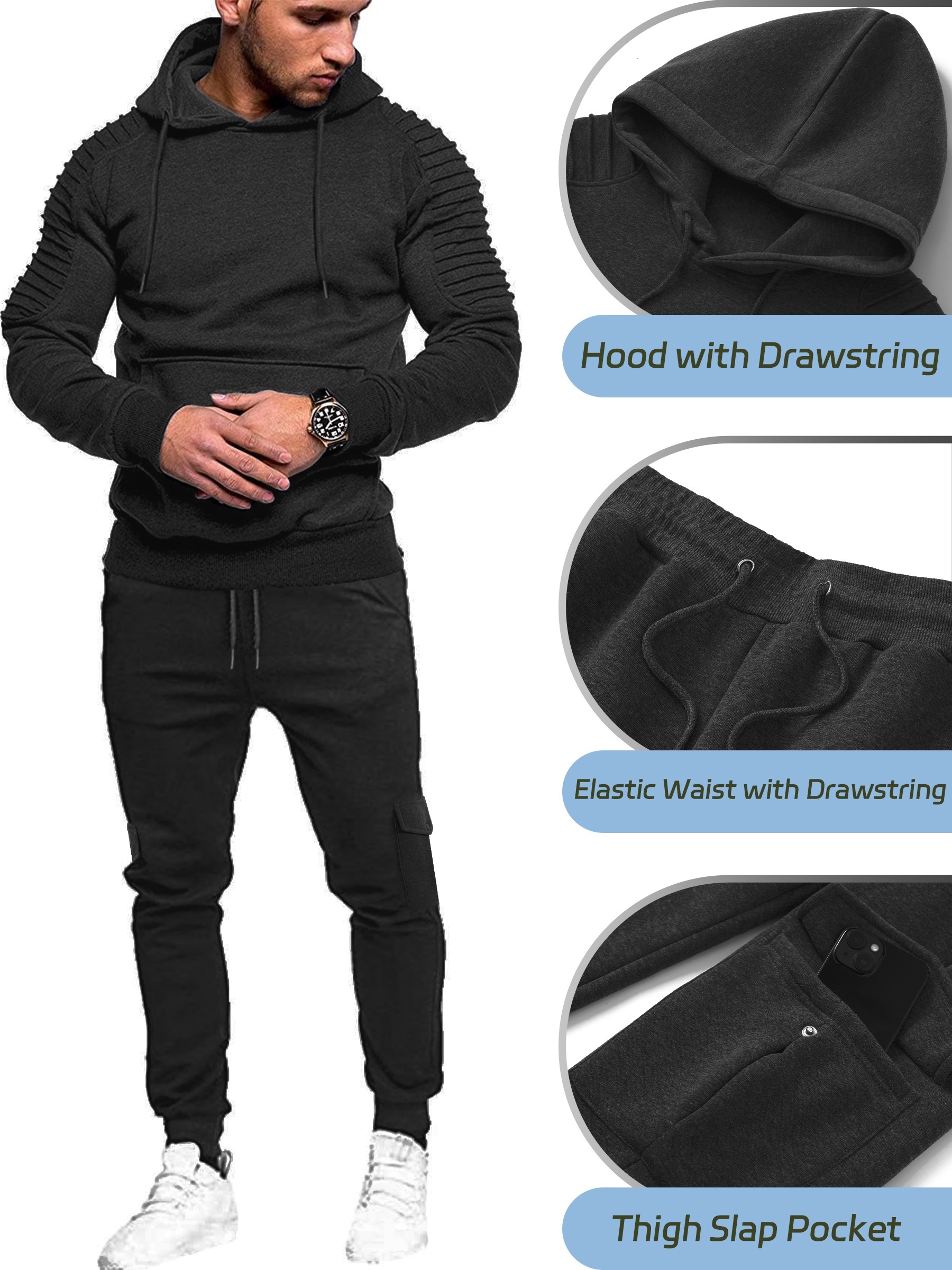 Unisex Sweatsuits 2 Piece Long Sleeve Pullover Hoodie and Sweatpants  Jogging Suits 2023 Fall Winter Casual Workout Tracksuit : :  Clothing