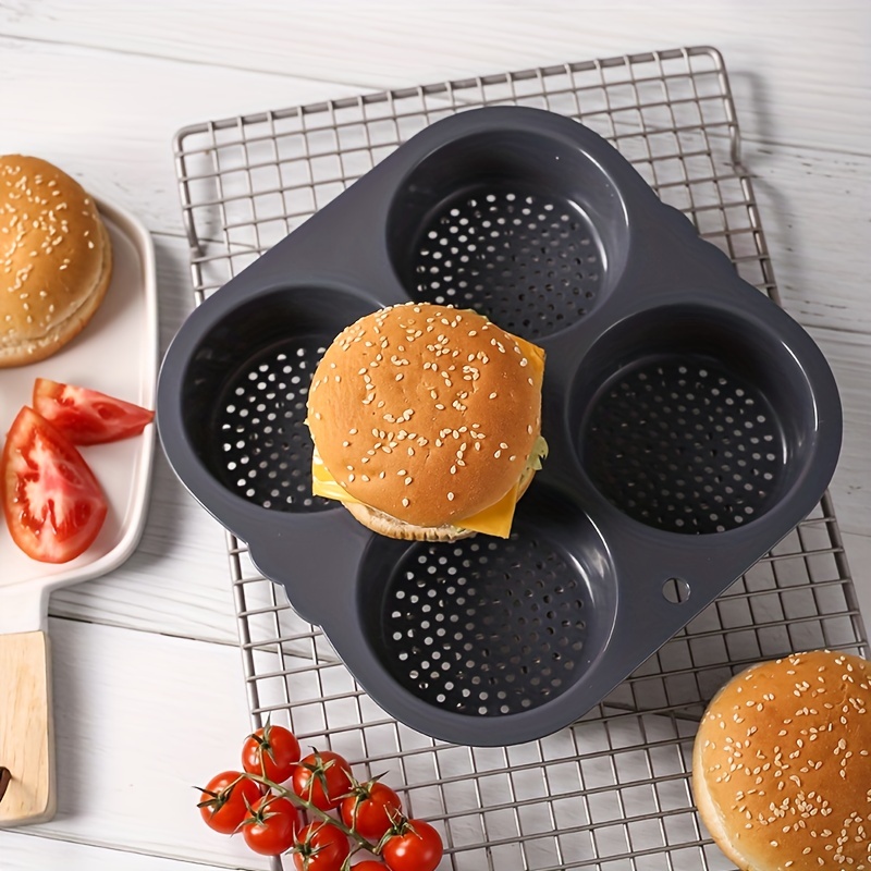 Burger Bun Pan 4/6 Cavity Bread Mold Muffin Top Pans Flexible Non