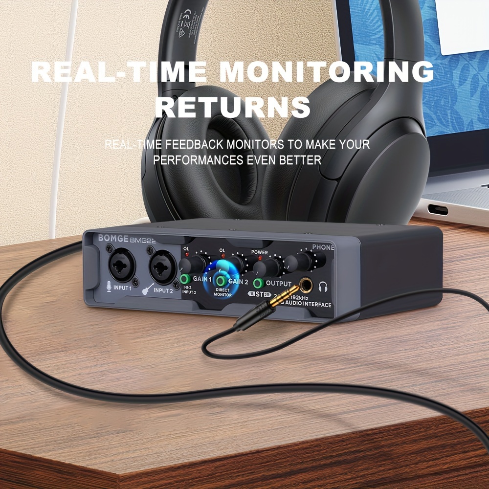 USB Audio Interface Computer Audio Interface with XLR Socket  (24Bit/192kHz)+48V Phantom Power Recording Home Studio Equipment for Mac/PC  Recording