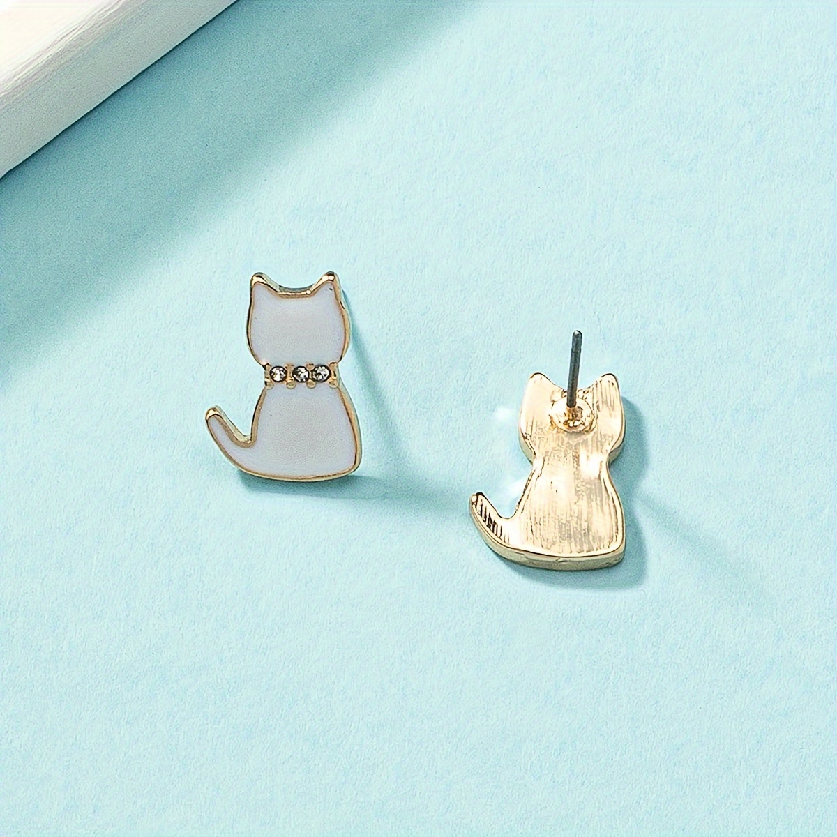 Metal Enamel Cat Ear Studs - Stylish and Versatile Jewelry