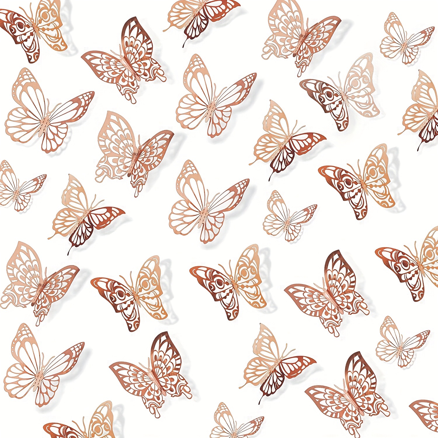 3d Rose Golden Butterfly Stickers 3d Mural Decal Wallpaper - Temu