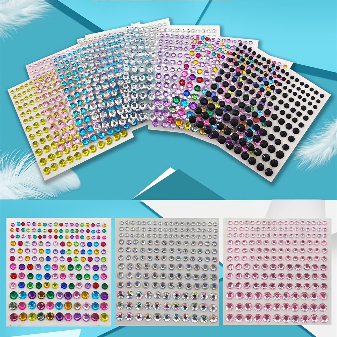 Rhinestone Stickers Transparent + Colored Self adhesive - Temu