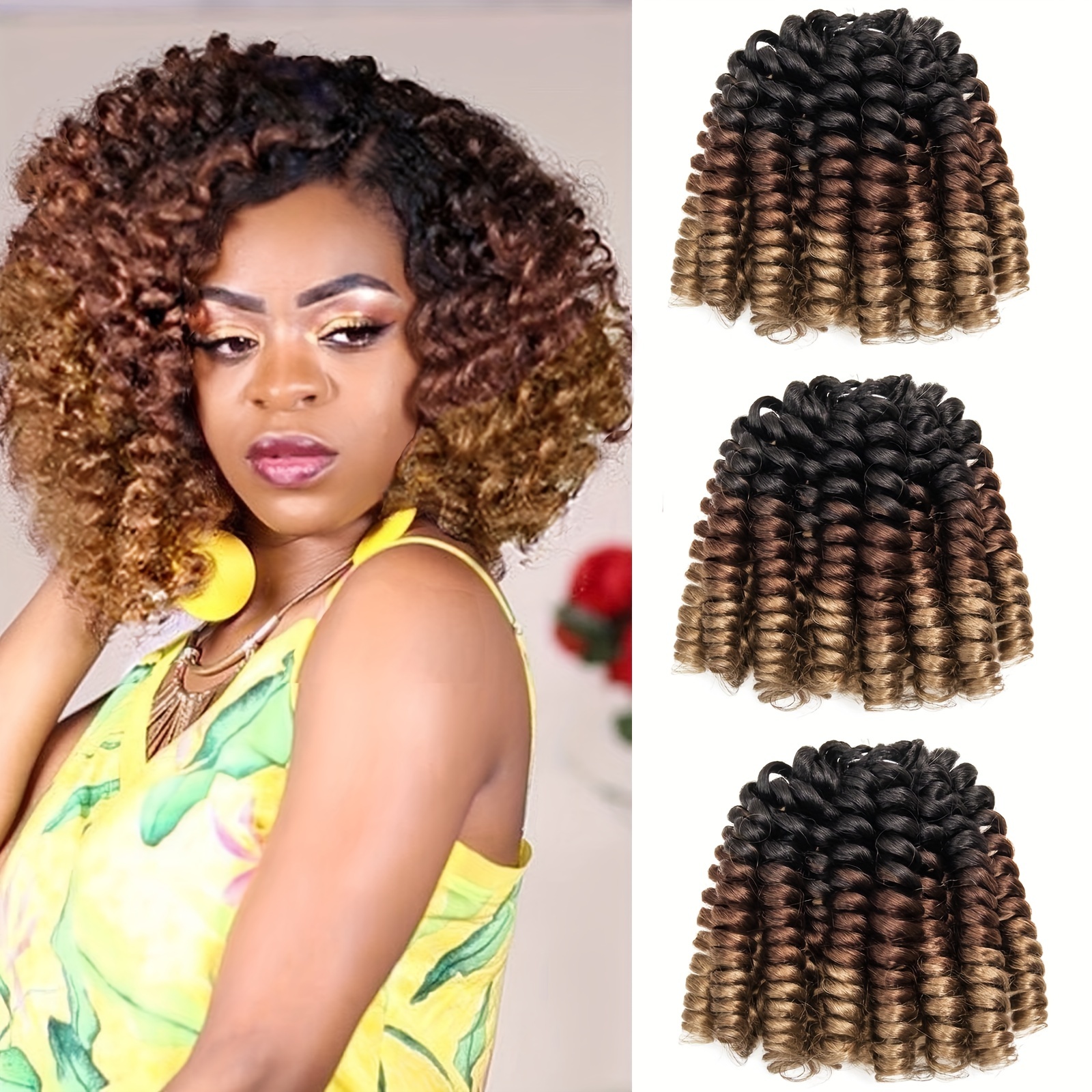 2 Short Jamaican Bounce Loops Crochet Hair Extensions 20 Peices Spring  Curly US