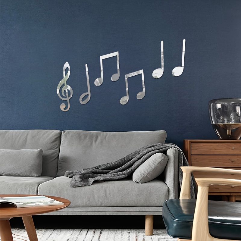 1 Set 3d Acrylic Diy Music Note Symbol Mirror Stickers Self Adhesive Mirror  Wall Stickers For Bedroom Living Room Bathroom - Tools & Home Improvement -  Temu