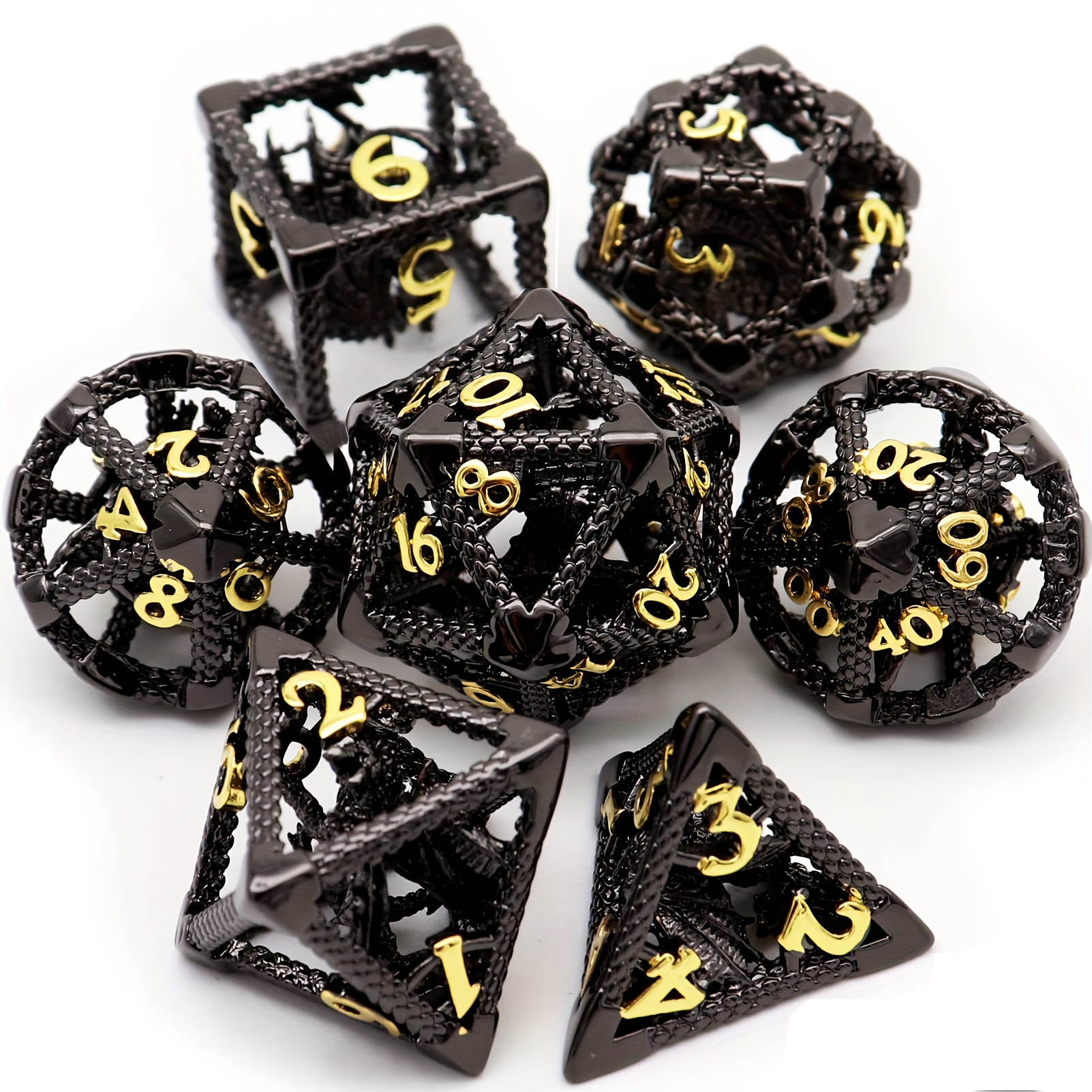 Dadi Gioco di Rolo in Metallo JDR Set, 7 Pezzi Dado Dungeon e Dragon DND  MTG Dice Set Giochi di Ruolo Poliedrico in Metallo Solido Lega di Zinco D&D  RPG con Scatola