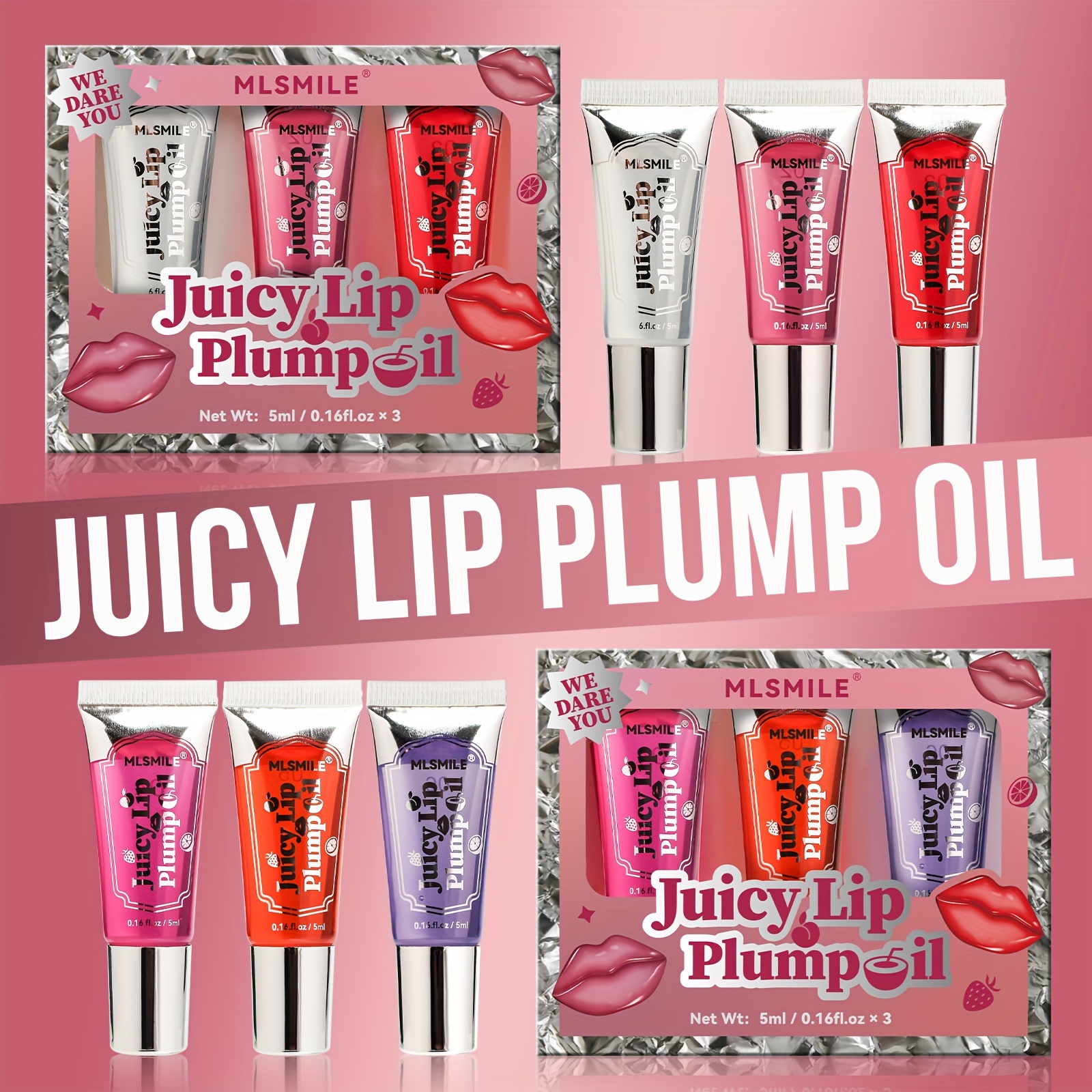 3pcs Roller Lip Gloss Transparent Fruit Lip Gloss Fuller Lip Gloss